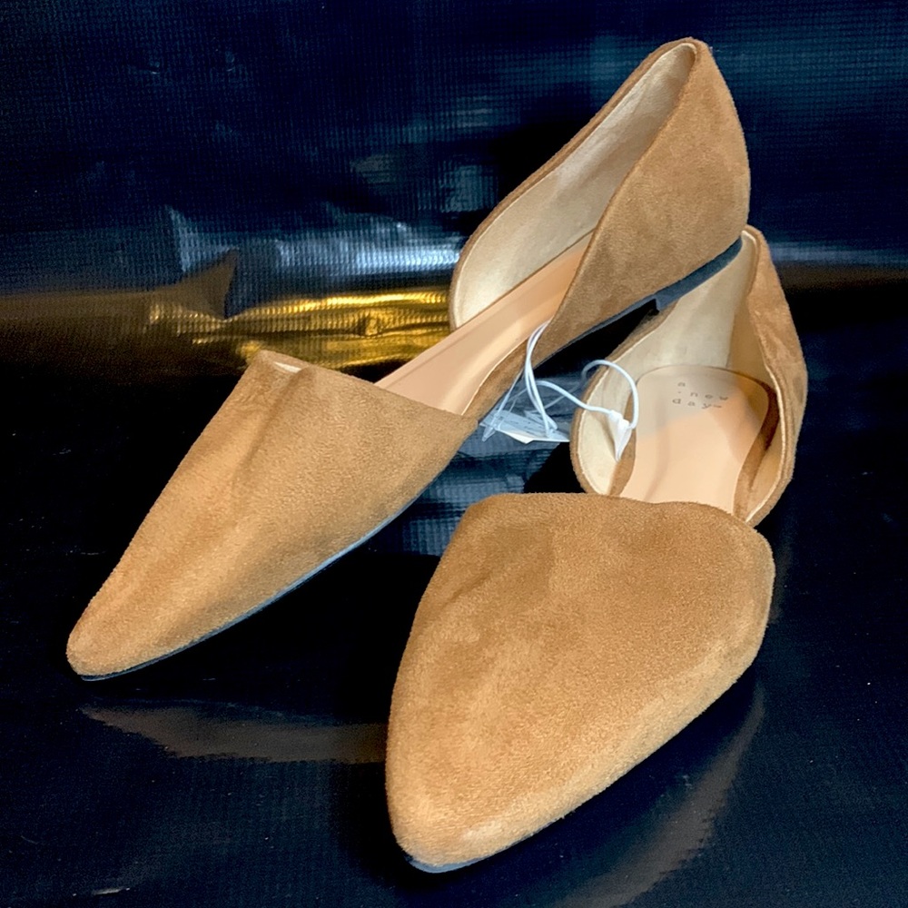 A New Day Women’s Size 11 Cognac Rebecca Microsuede Pointed Ballet Flats.